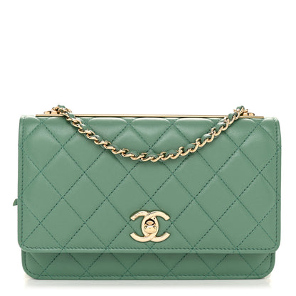 Chanel Lambskin Quilted Trendy CC Wallet On Chain WOC Green 1 of 11