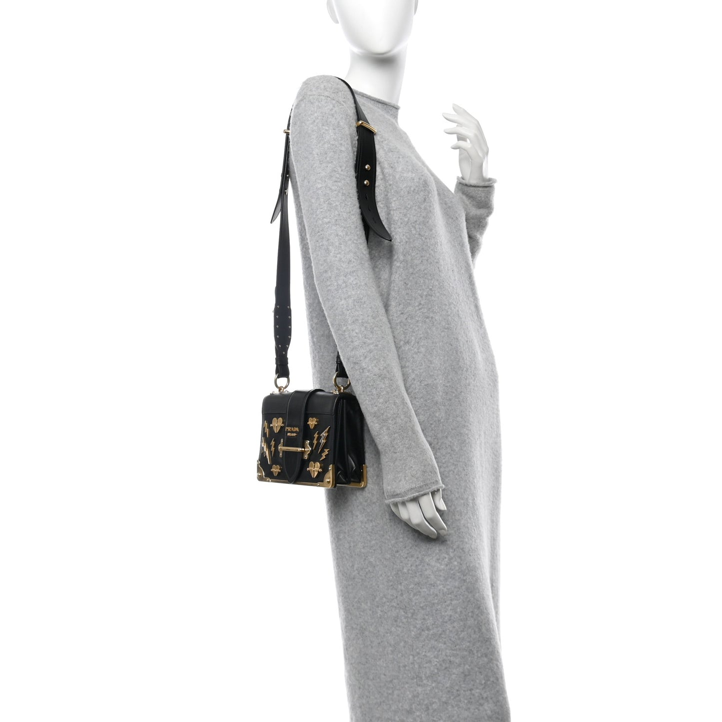 City Calf Saffiano Cahier Hearts Bag Black