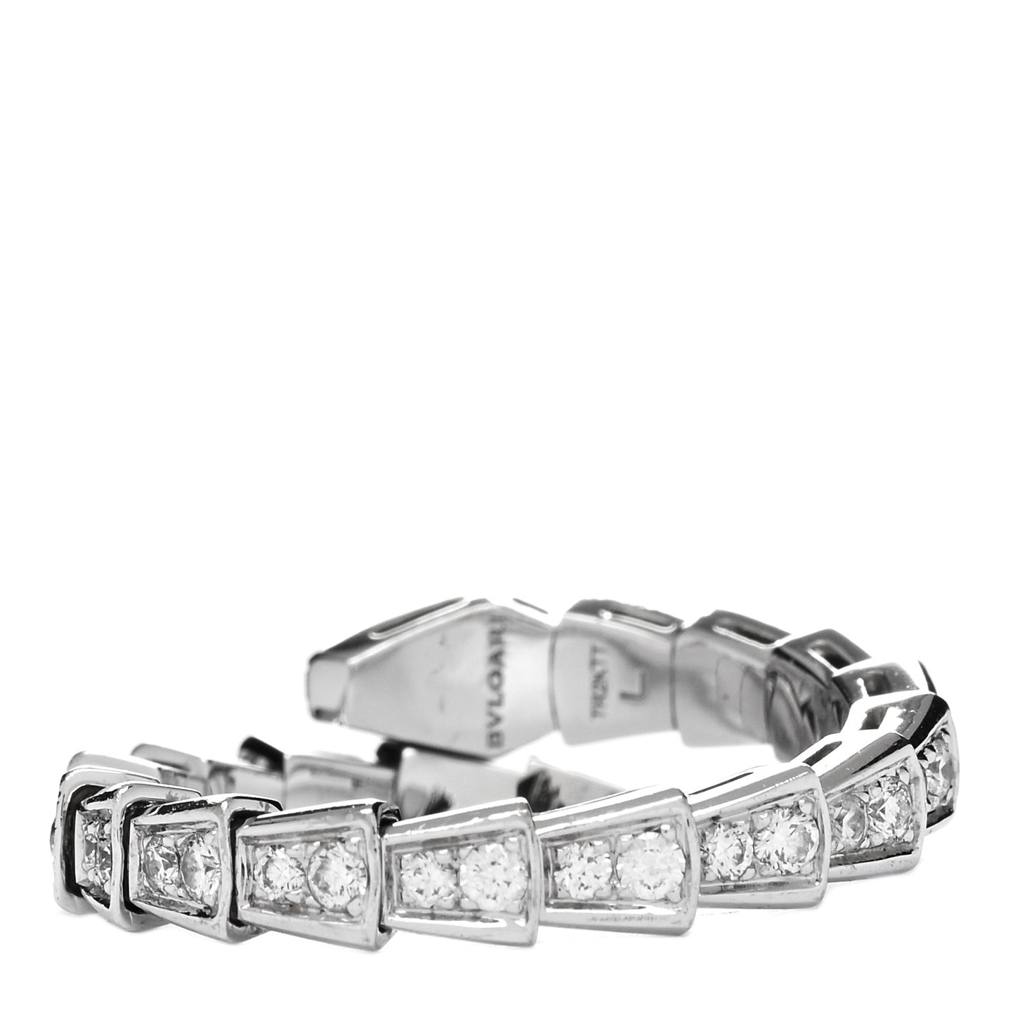 18K White Gold Diamond Serpenti Viper Pave Ring L