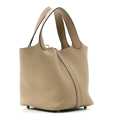 Hermes Taurillon Clemence Picotin Lock 18 PM Beige Marfa 3 of 11
