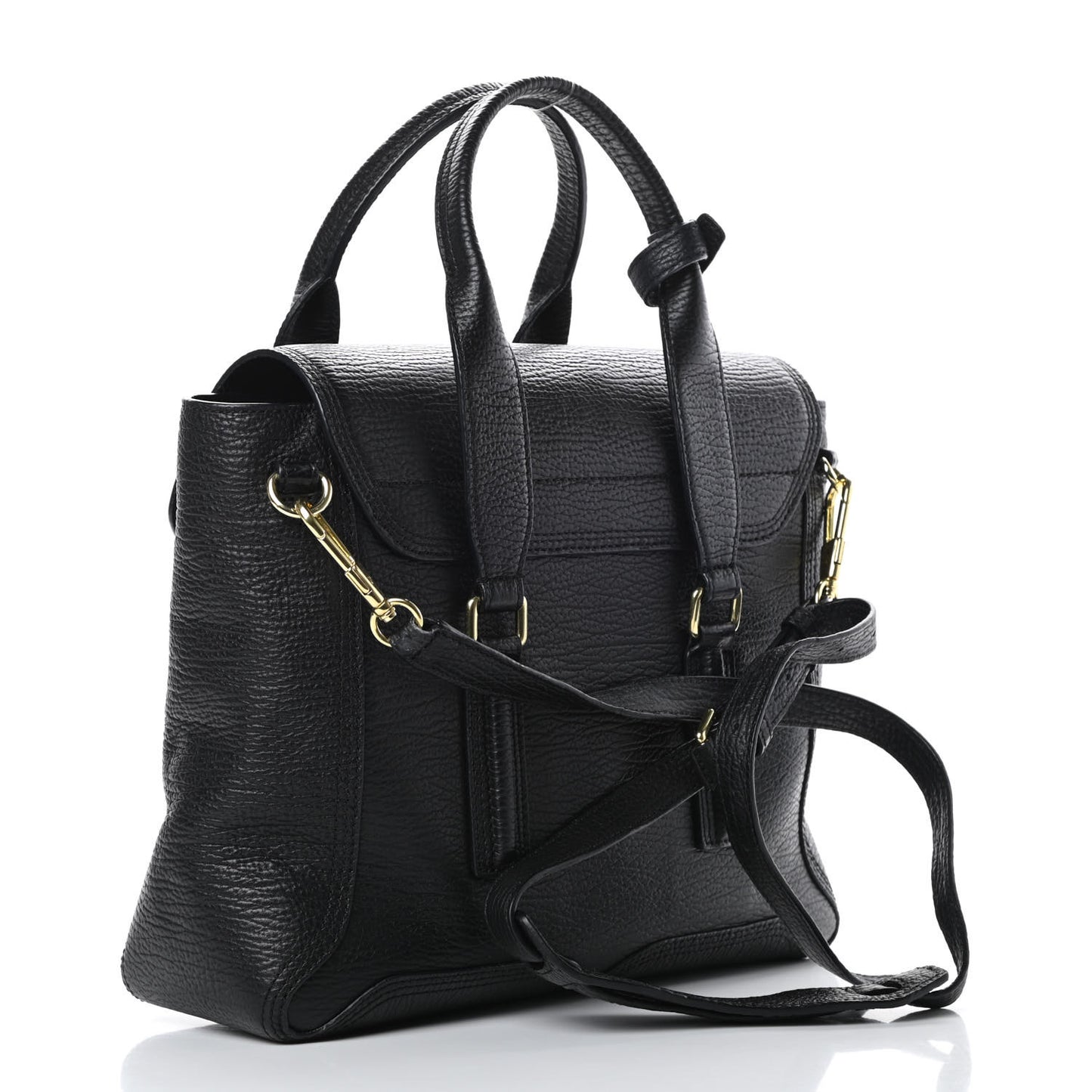 Textured Calfskin Medium Pashli Satchel Black