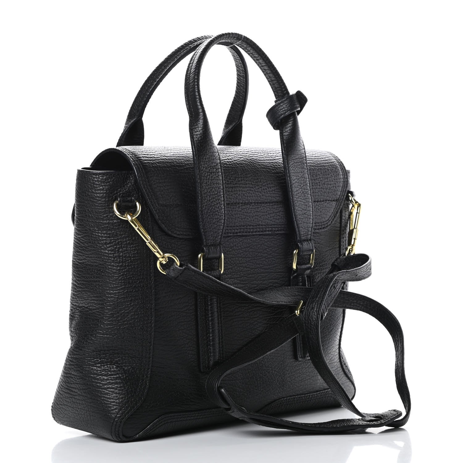 3.1 Phillip Lim Textured Calfskin Medium Pashli Satchel Black 3 of 13