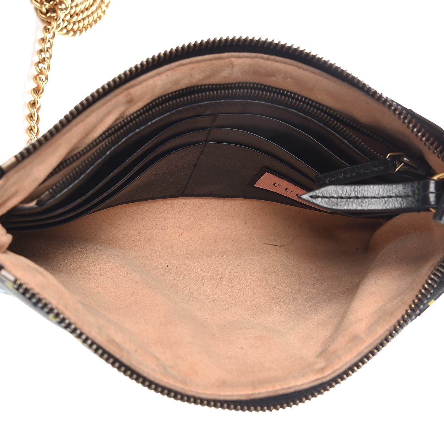 Gucci Calfskin Matelasse Printed Mini GucciGhost GG Marmont Chain Bag Black New Acquamarine 5 of 11