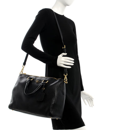Prada Vitello Daino Tote Nero Black 2 of 13