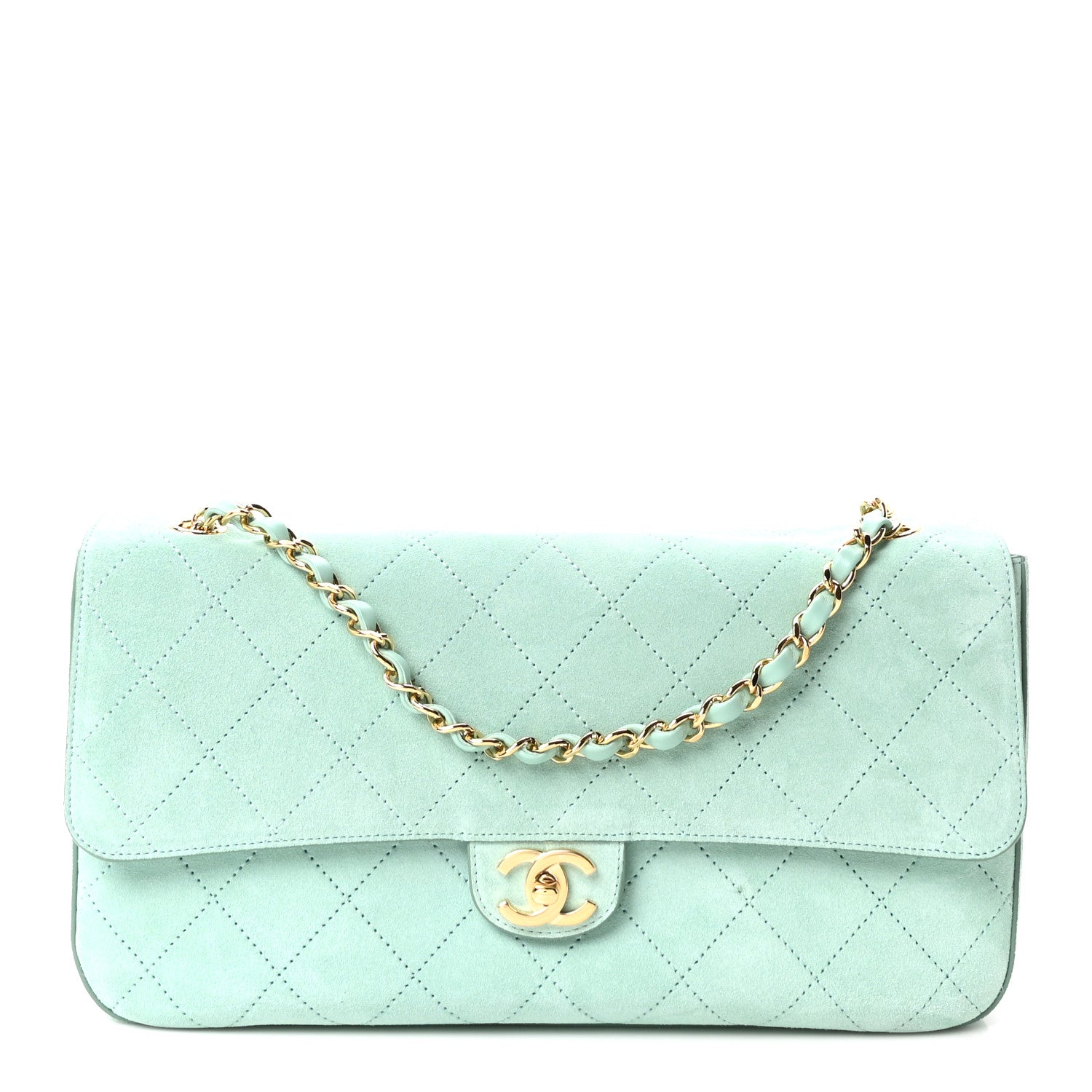 Chanel Suede Calfskin Small Souplissimo Maxi Flap Green 1 of 11