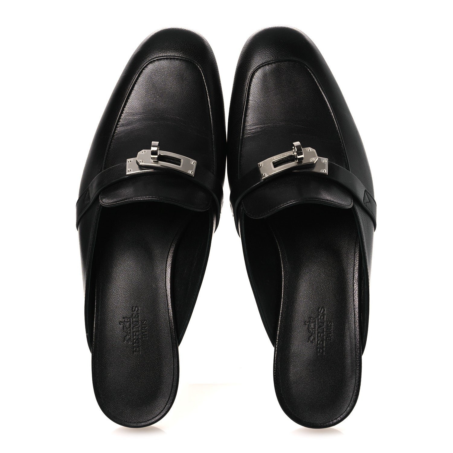 Hermes Goatskin Oz Mules 37.5 Black 2 of 12