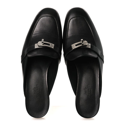 Hermes Goatskin Oz Mules 37.5 Black 2 of 12