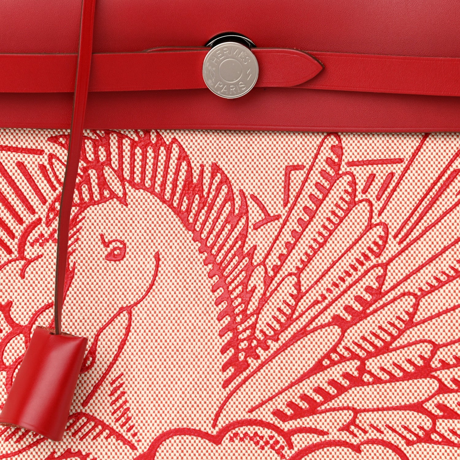 Hermes Vache Hunter Toile Pegase Pop Herbag Zip Retourne 31 PM Rouge Piment 8 of 10
