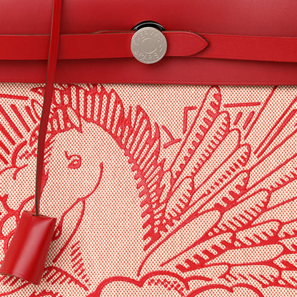 Hermes Vache Hunter Toile Pegase Pop Herbag Zip Retourne 31 PM Rouge Piment 8 of 10
