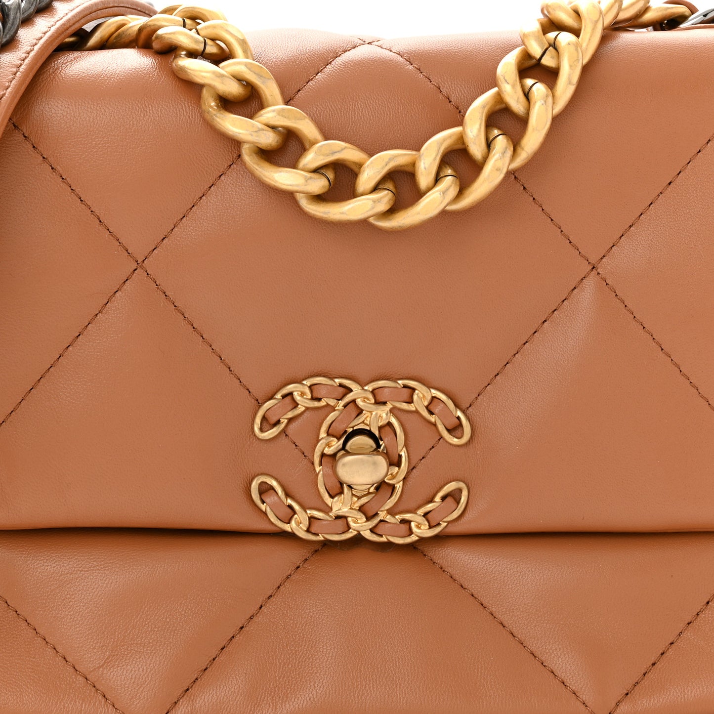 Lambskin Quilted Medium Chanel 19 Flap Brown