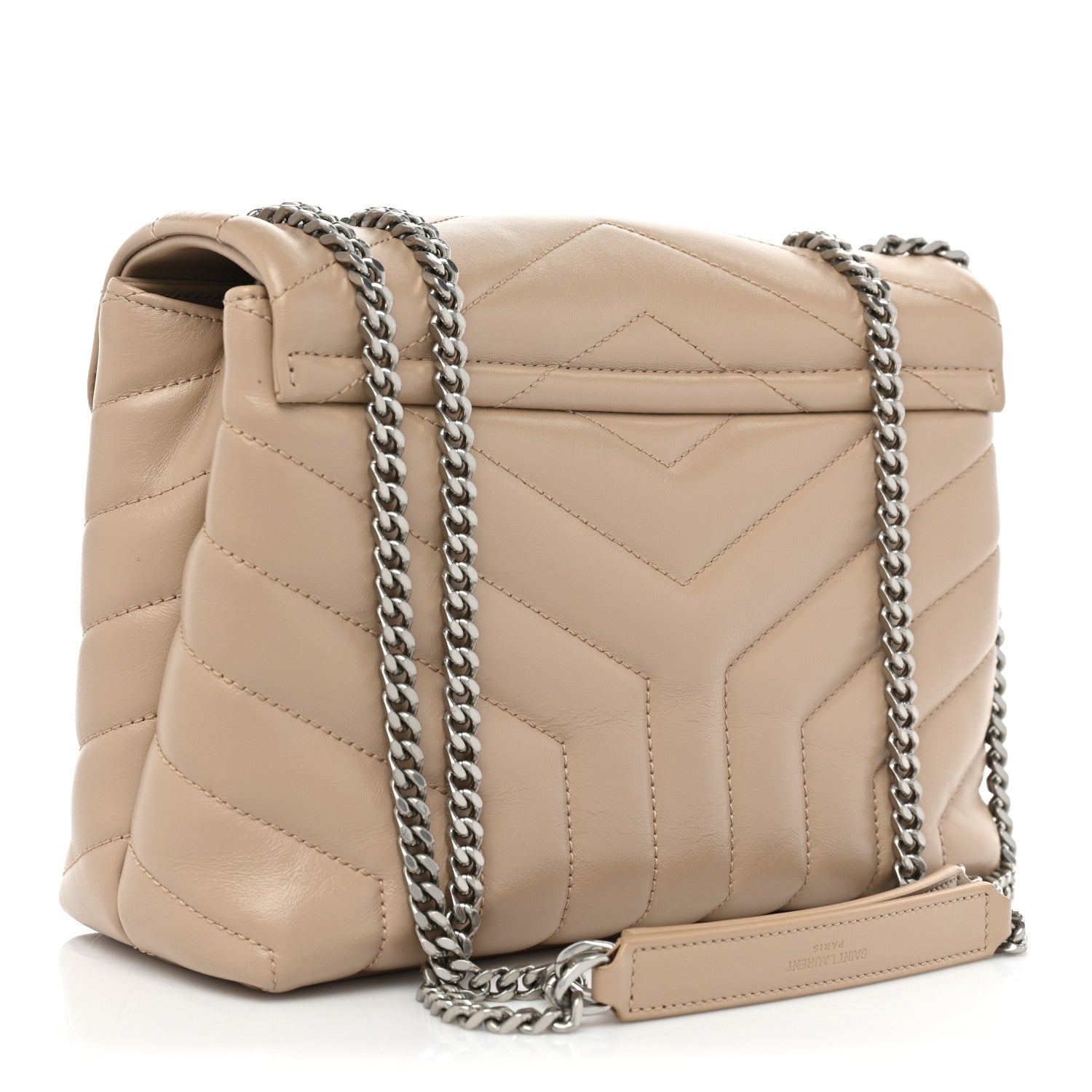 Saint Laurent Calfskin Y Quilted Monogram Small Loulou Chain Satchel Dark Beige 2 of 10