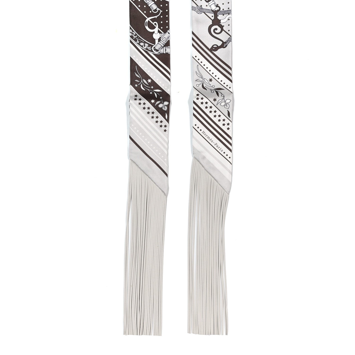 Hermes Silk Festival Des Amazones Bandana Fringed Twilly Craie Brun Craie Brun 2 of 4