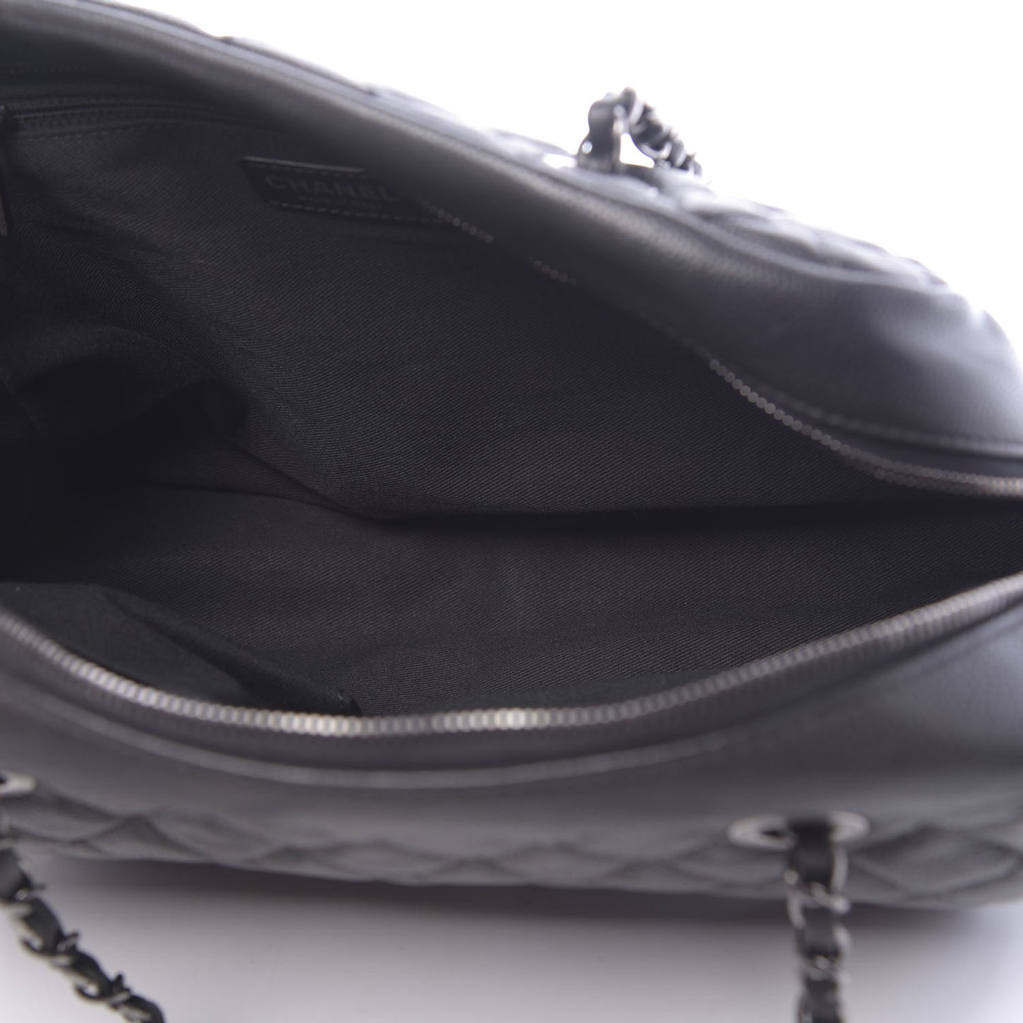 Caviar Quilted Travel Flap Tote Black