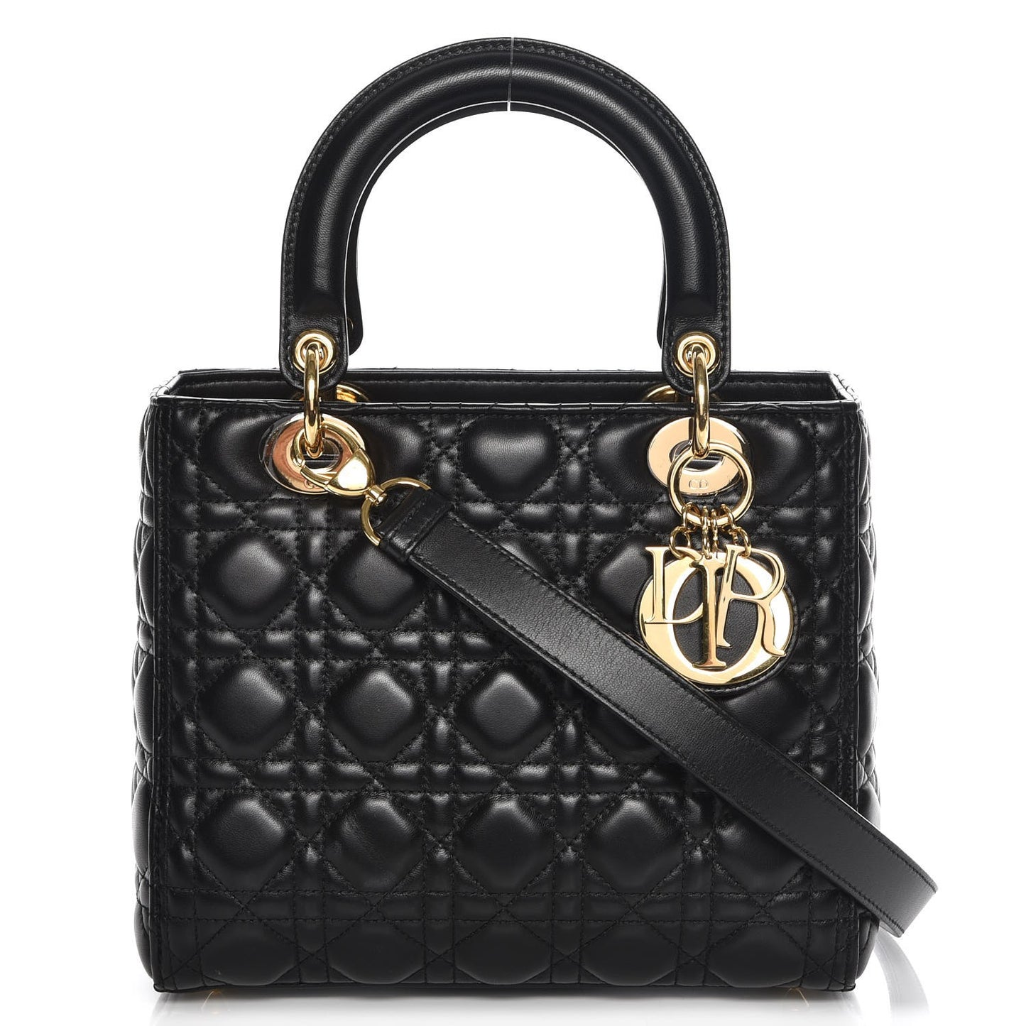 Lambskin Cannage Medium Lady Dior Black