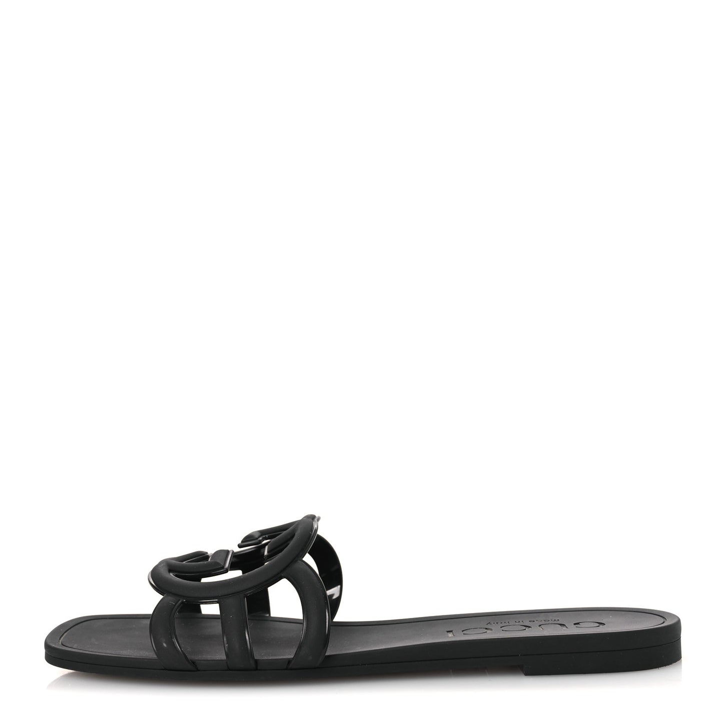 Rubber Interlocking G Womens Slide Sandals 38 Black