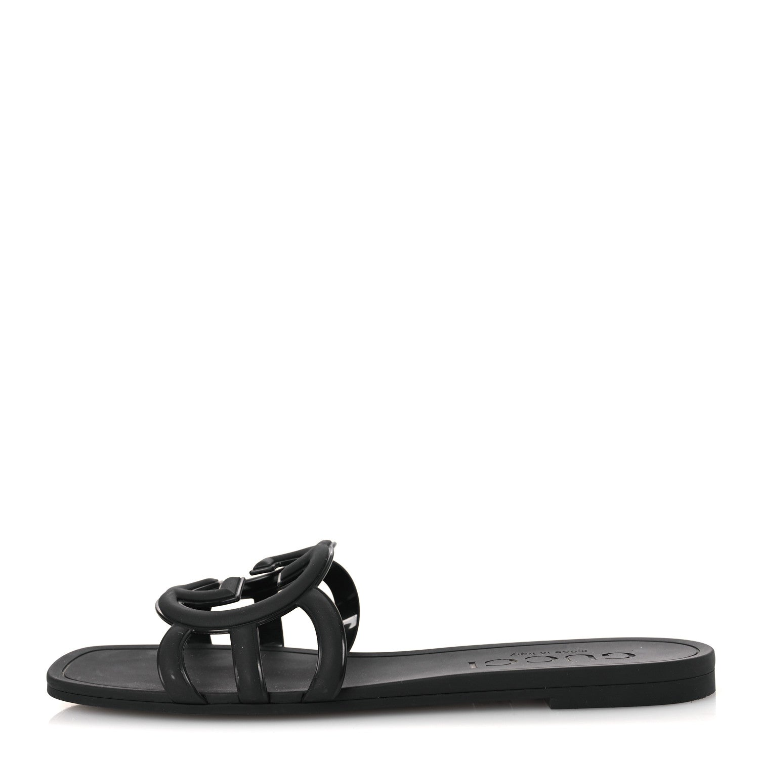 Gucci Rubber Interlocking G Womens Slide Sandals 38 Black 1 of 11