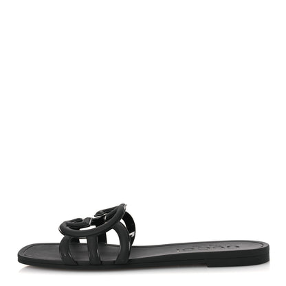 Gucci Rubber Interlocking G Womens Slide Sandals 38 Black 1 of 11