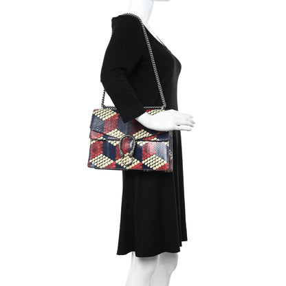 Gucci Snakeskin Cubic Medium Dionysus Shoulder Bag Red White Blue 2 of 12