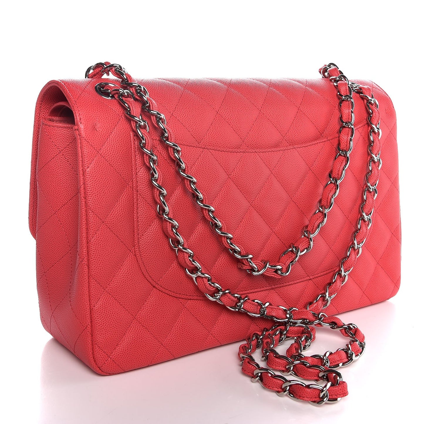 Caviar Quilted Jumbo Double Flap Red