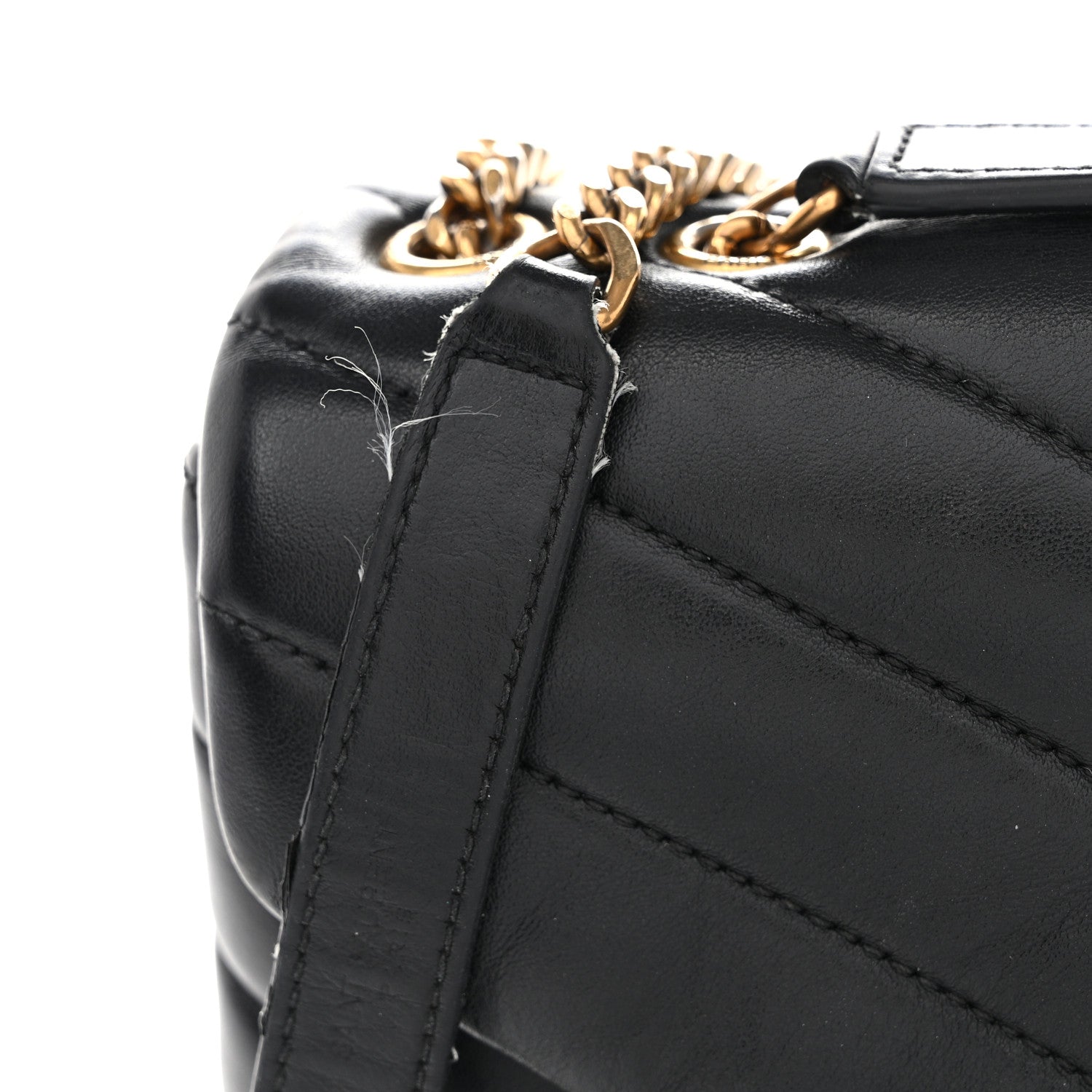 Saint Laurent Calfskin Y Quilted Monogram Small Loulou Chain Satchel Black 11 of 13