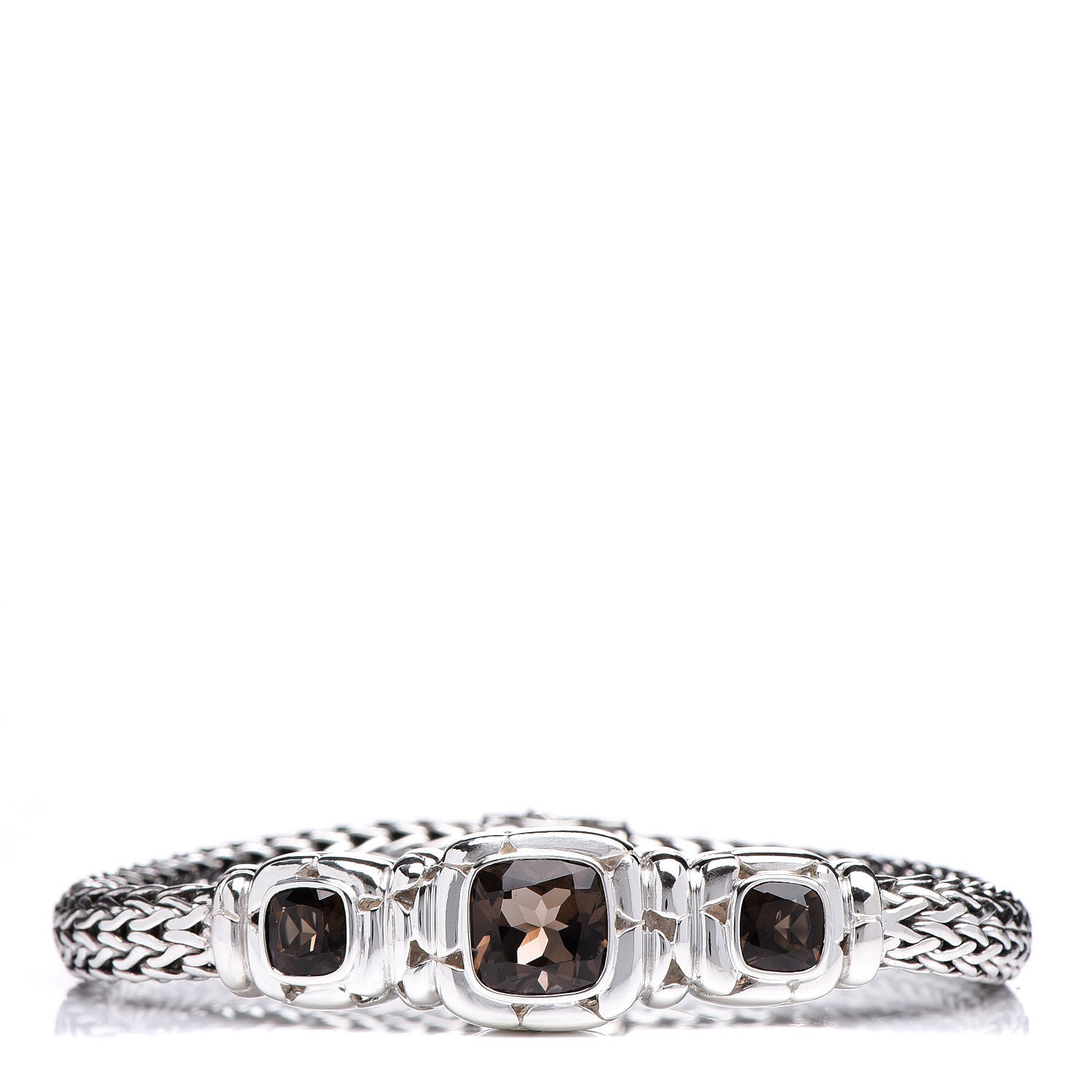 John Hardy Sterling Silver Smoky Quartz Batu Kali Bracelet 1 of 5