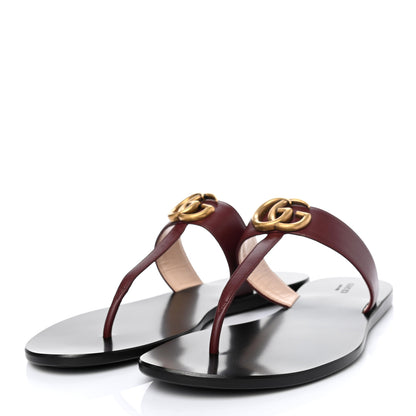 Gucci Calfskin GG Marmont Thong Sandals 40 Vintage Bordeaux 3 of 7