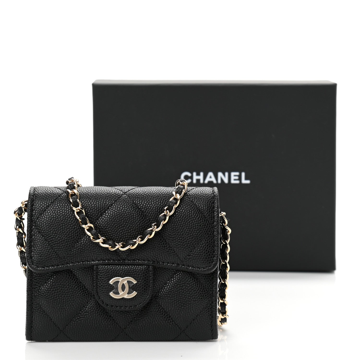 Chanel Caviar Quilted Flap Card Holder On Chain Black 12 of 12