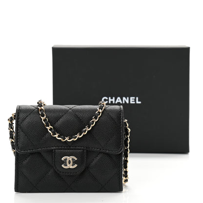 Chanel Caviar Quilted Flap Card Holder On Chain Black 12 of 12