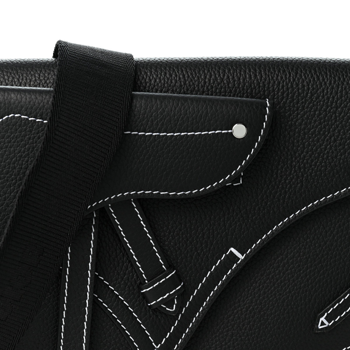 X KAWS Grained Calfskin Saddle Pouch Black