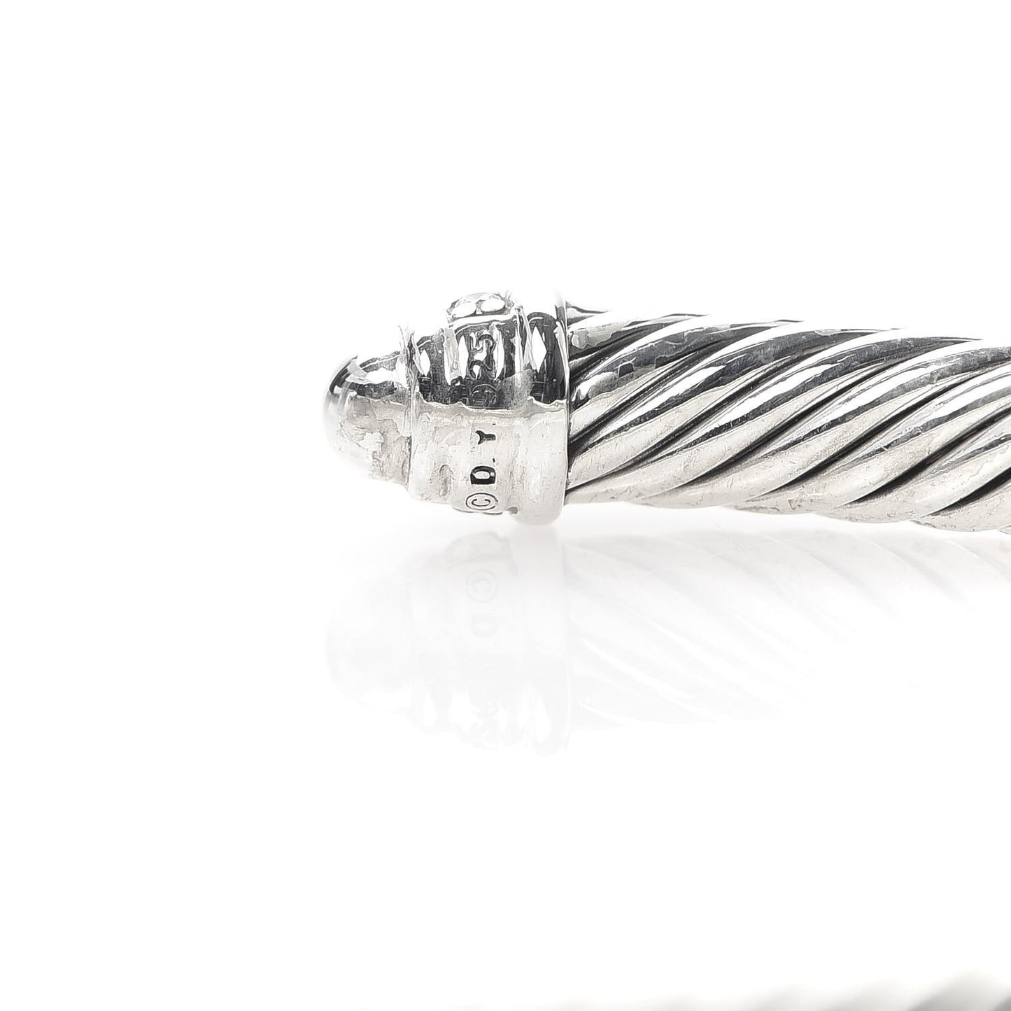 Sterling Silver Diamond 5mm Cable Classics Dome Bracelet