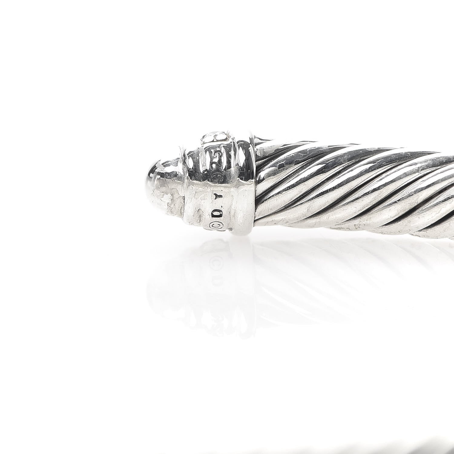David Yurman Sterling Silver Diamond 5mm Cable Classics Dome Bracelet 5 of 6