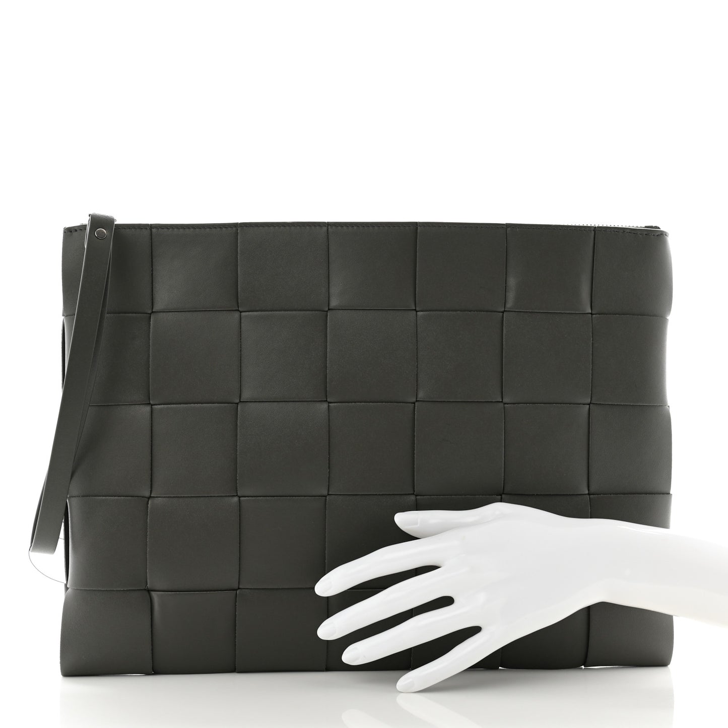 Urban Calfskin Maxi Intrecciato Large Cassette Wristlet Pouch Lead