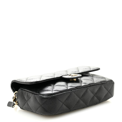 Chanel Caviar Quilted Flap Phone Holder With Chain Black 4 of 11