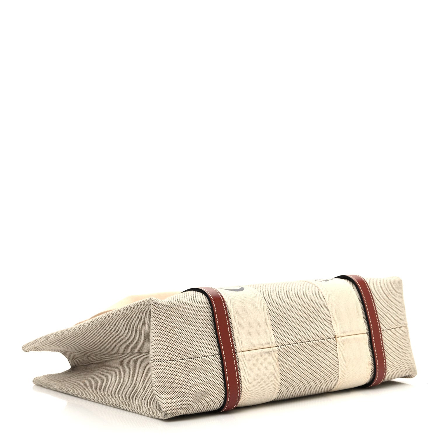 Chloe Cotton Calfskin Medium Woody Ribbon Tote White Brown 5 of 15