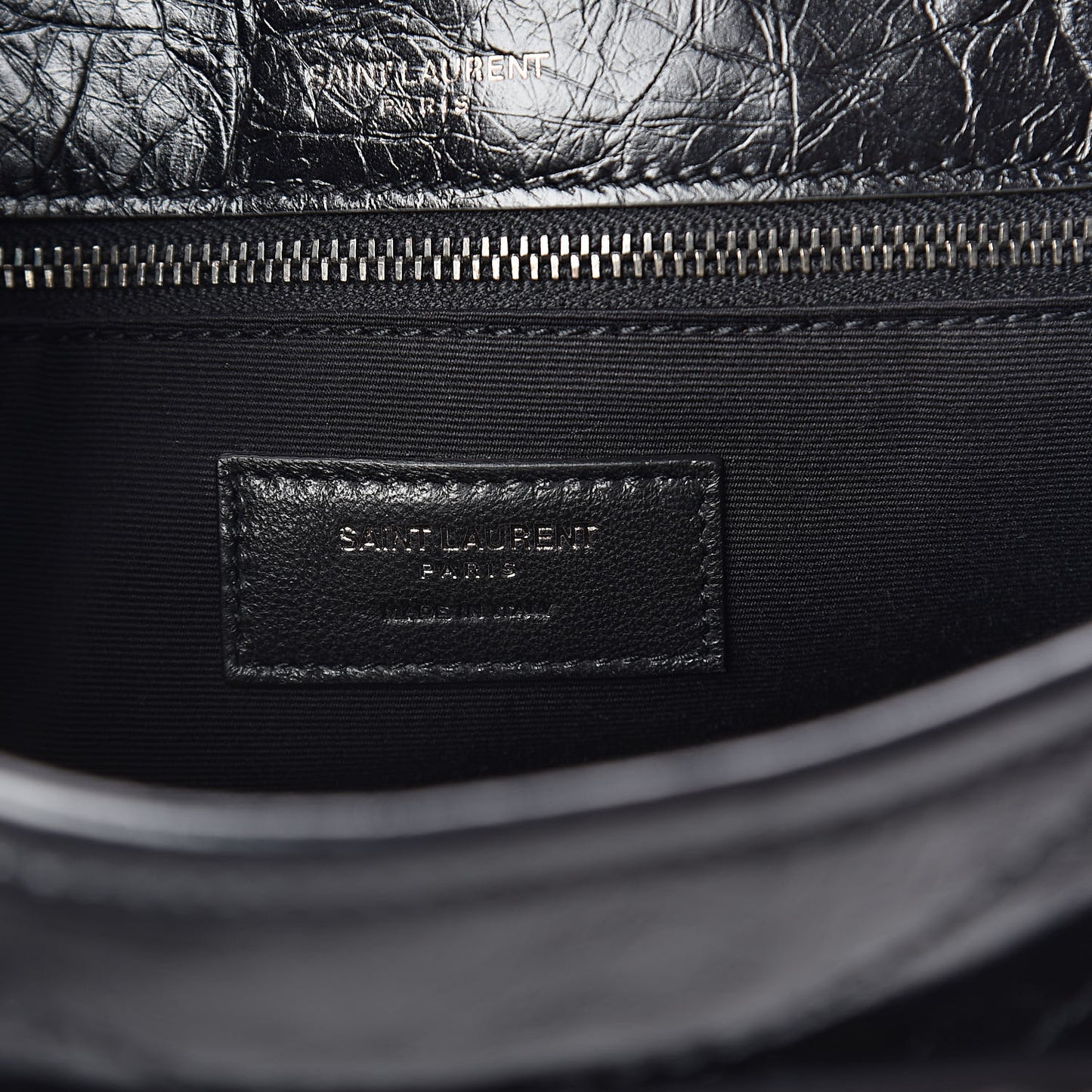 Crinkled Calfskin Matelasse Monogram Medium Niki Chain Satchel Black