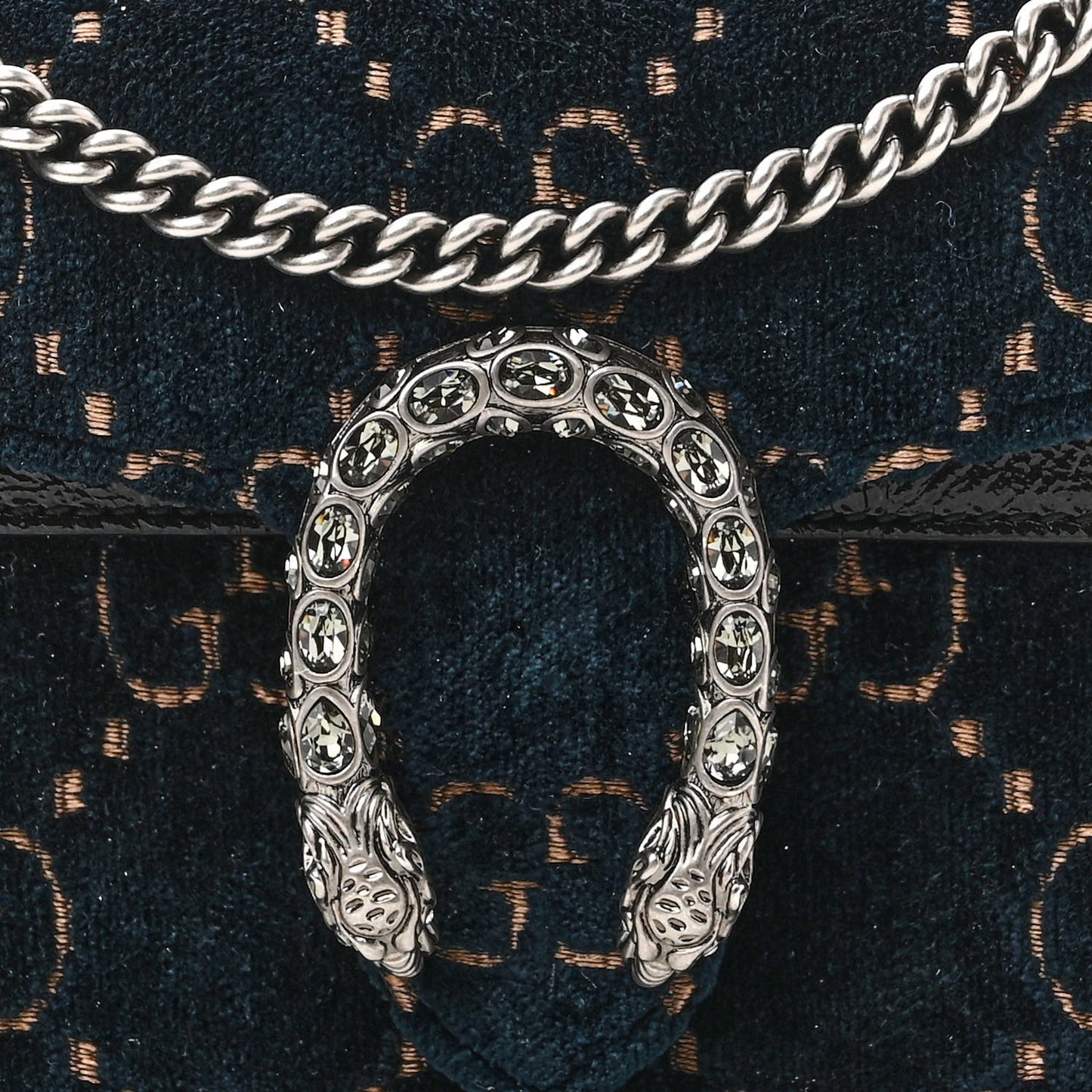 Velvet GG Monogram Super Mini Dionysus Shoulder Bag Blue Beige Black