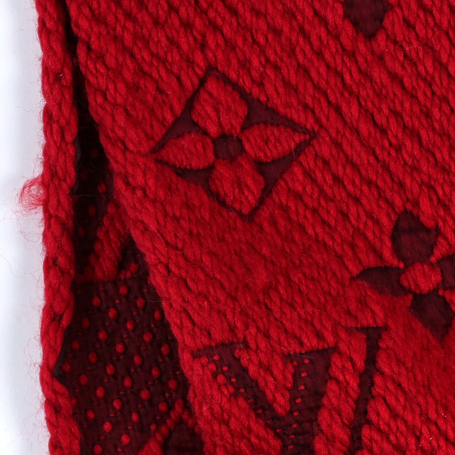 Louis Vuitton Wool Silk Logomania Scarf Rubis 4 of 4