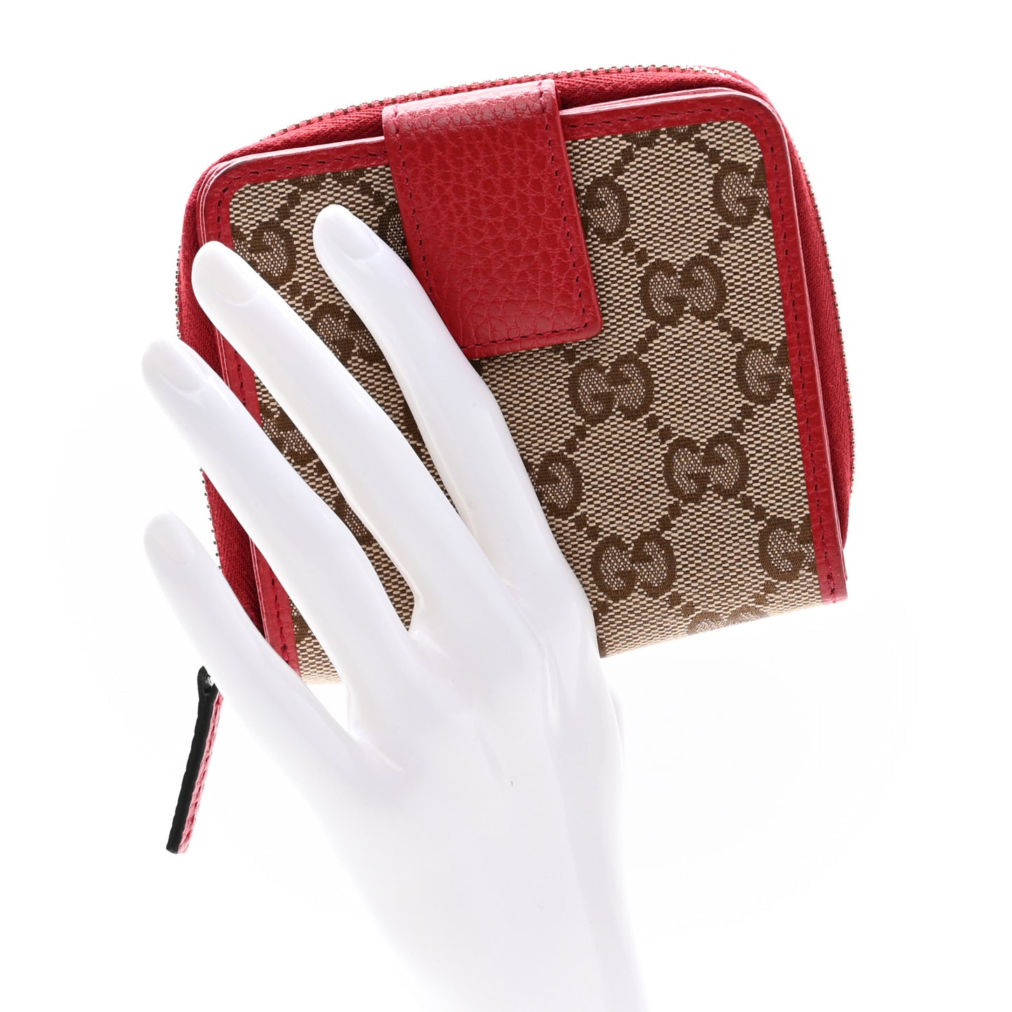 Monogram Dollar Calfskin Zip Around French Flap Wallet Beige Ebony Rosso