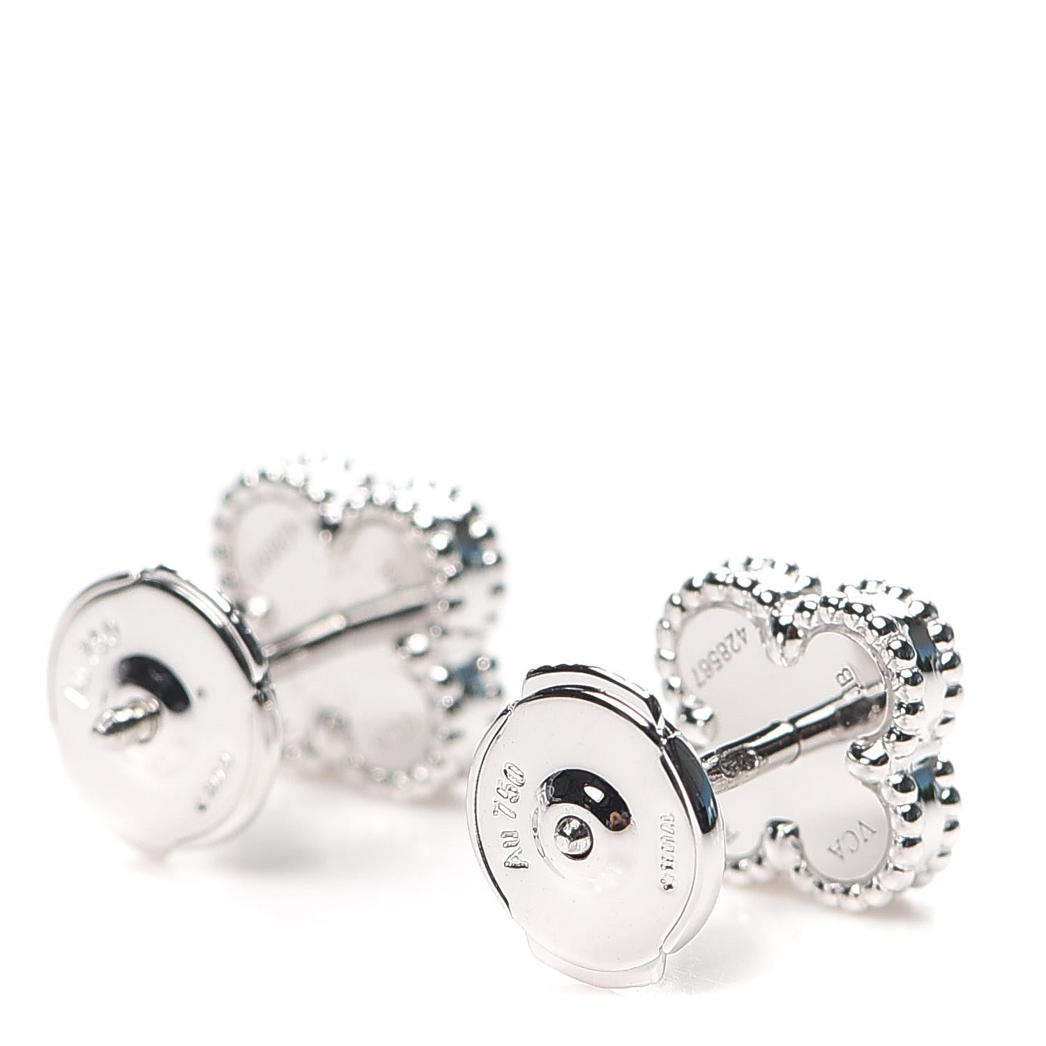 Van Cleef & Arpels 18K White Gold Mother of Pearl Sweet Alhambra Earrings 3 of 5