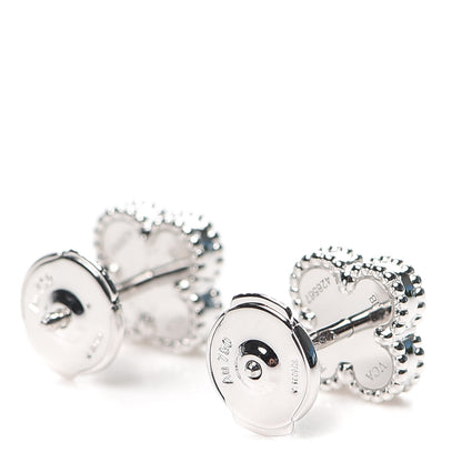 Van Cleef & Arpels 18K White Gold Mother of Pearl Sweet Alhambra Earrings 3 of 5