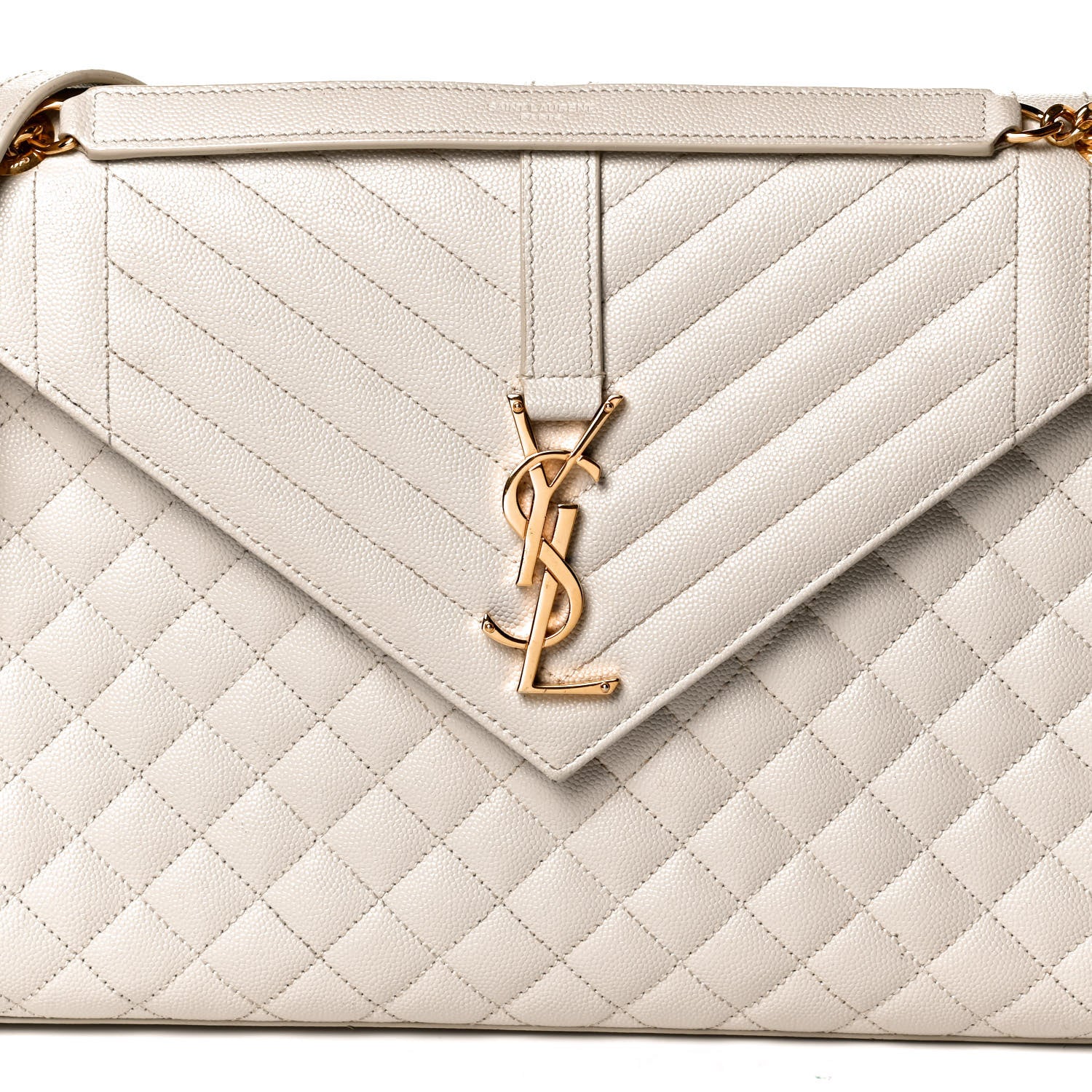 Saint Laurent Grain De Poudre Mixed Matelasse Large Triquilt Monogram Satchel Porcellana 10 of 13