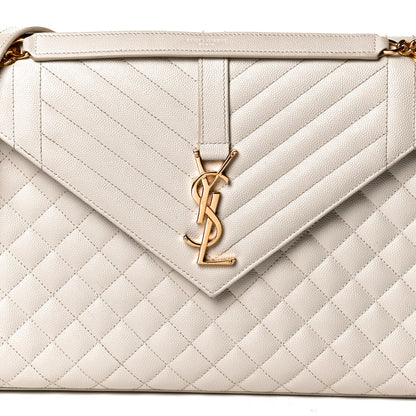 Saint Laurent Grain De Poudre Mixed Matelasse Large Triquilt Monogram Satchel Porcellana 10 of 13