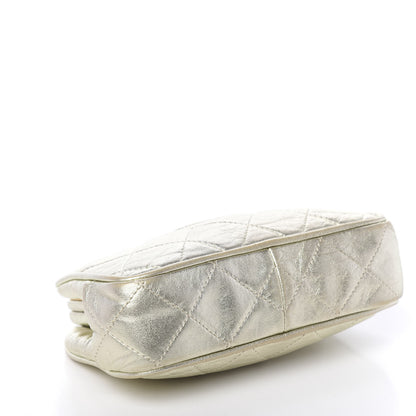 Chanel Metallic Lambskin Quilted CC Kiss Lock Evening Clutch Gold 4 of 12