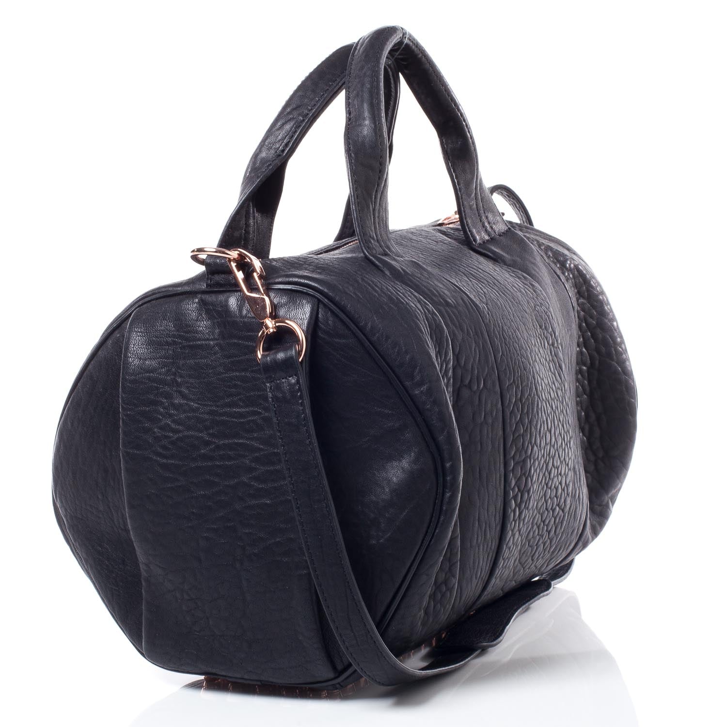 Alexander Wang Leather Rocco w Rose Gold Hardware Black 3 of 8