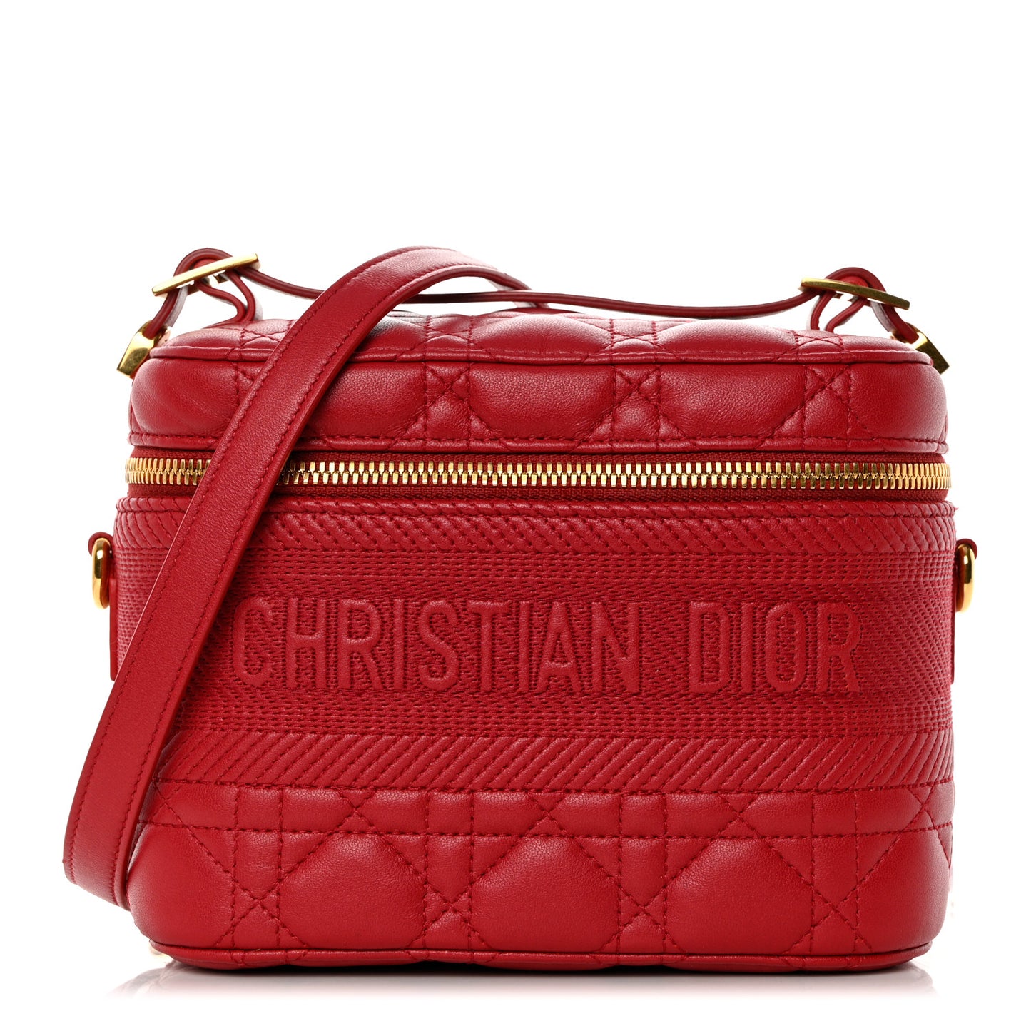 Lambskin Cannage Small Diortravel Vanity Case Red