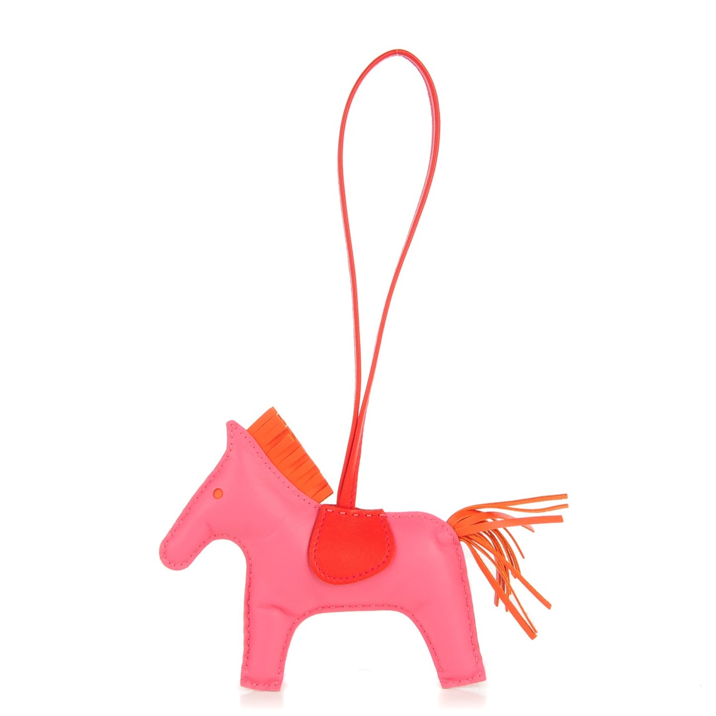Milo Lambskin Grigri Rodeo Horse Bag Charm GM Rose Azalee Orange Poppy