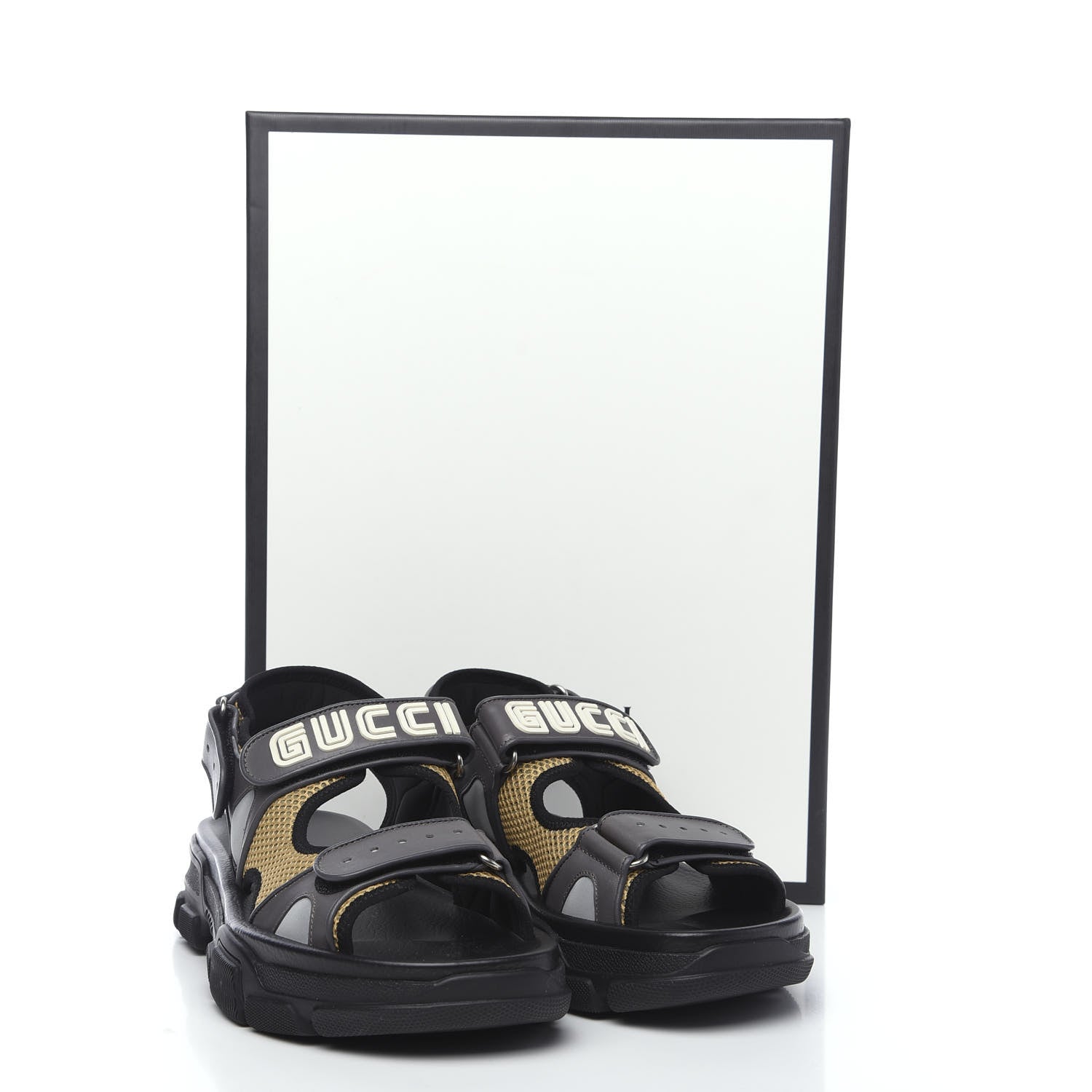 Gucci X SEGA Nappa Mesh Mens Aguru Sandals 7.5 Loess Black 8 of 8