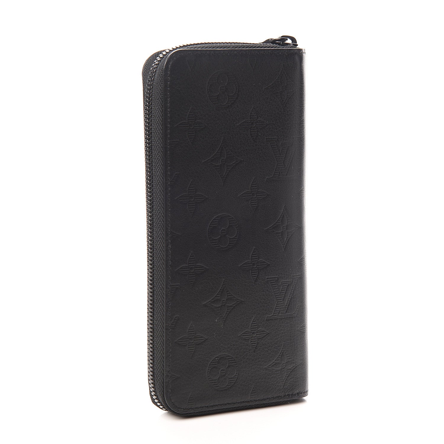 Louis Vuitton Calfskin Monogram Shadow Vertical Zippy Wallet Black 2 of 6