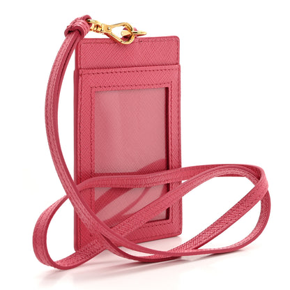 Prada Saffiano Badge Holder Fuschia 3 of 9