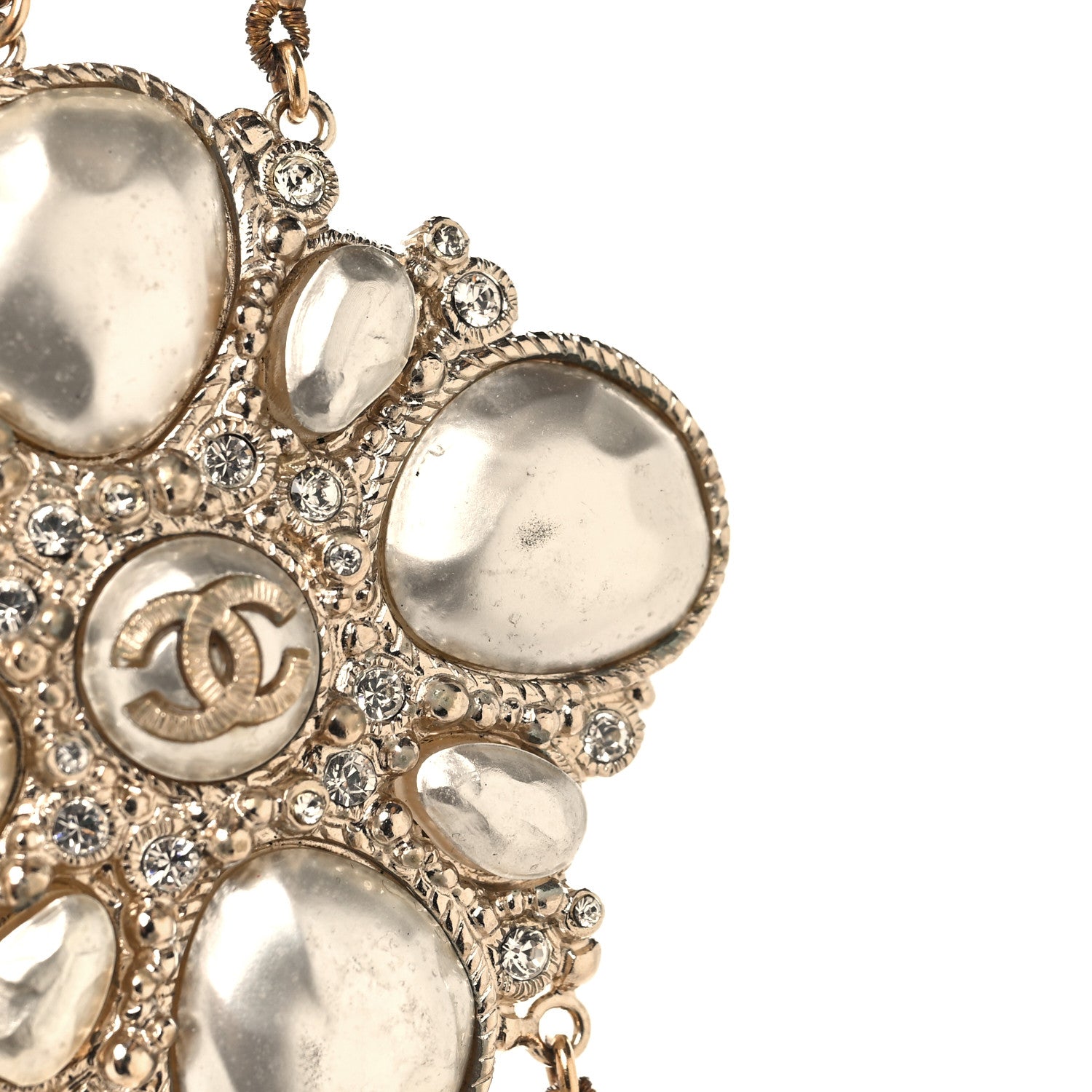 Chanel Graduated Pearl Crystal CC Multi Strand Necklace Gold 7 of 8